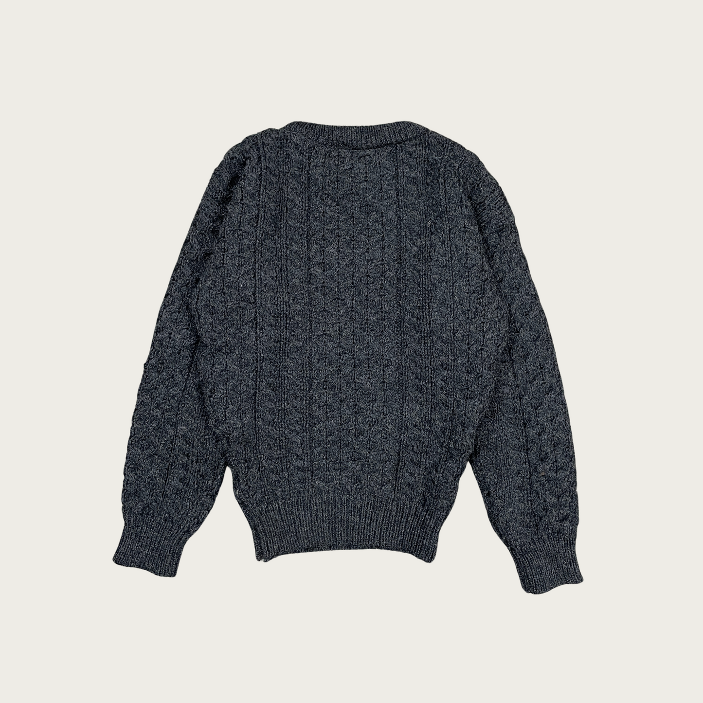 (S) Gray Crewneck Aran Sweater