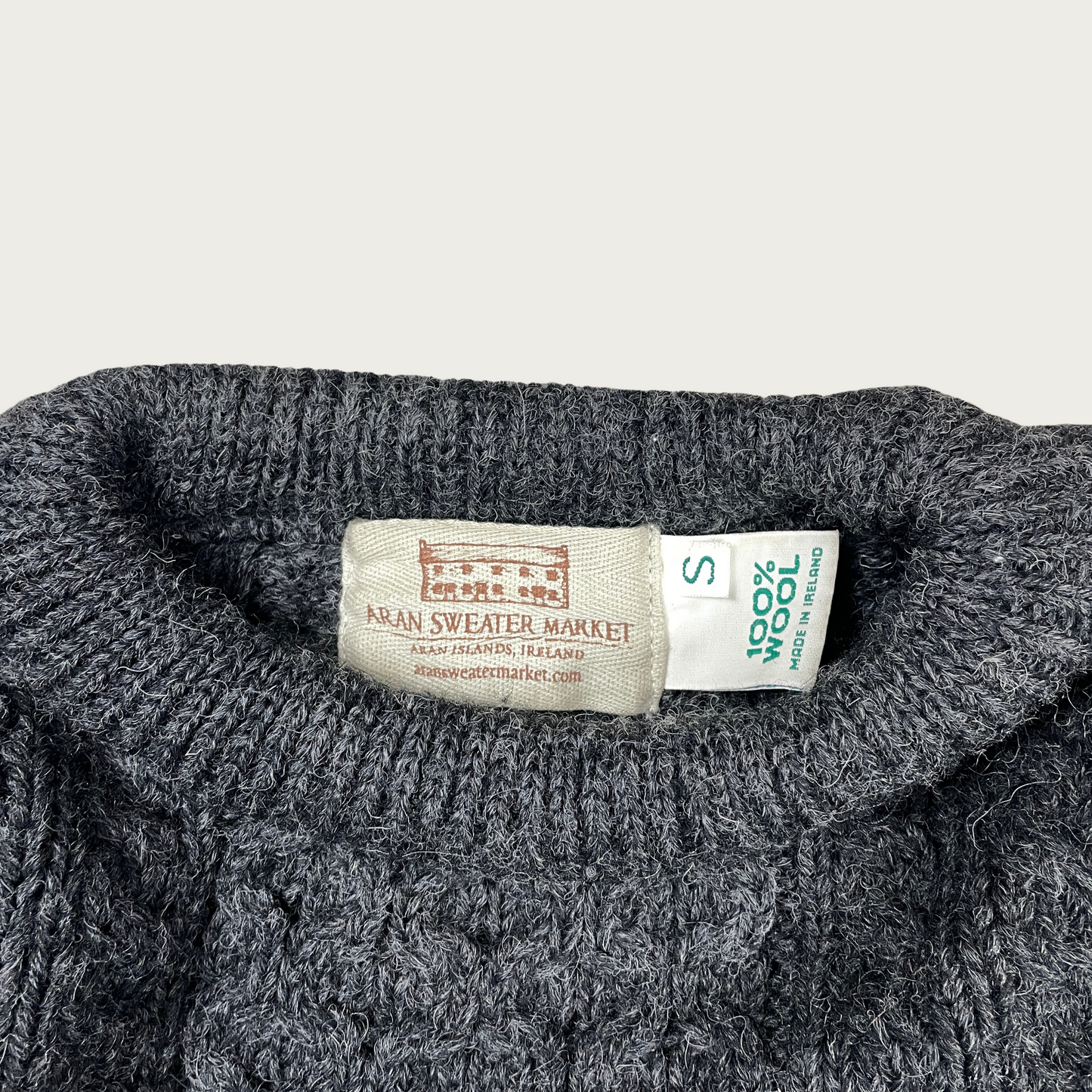 (S) Gray Crewneck Aran Sweater