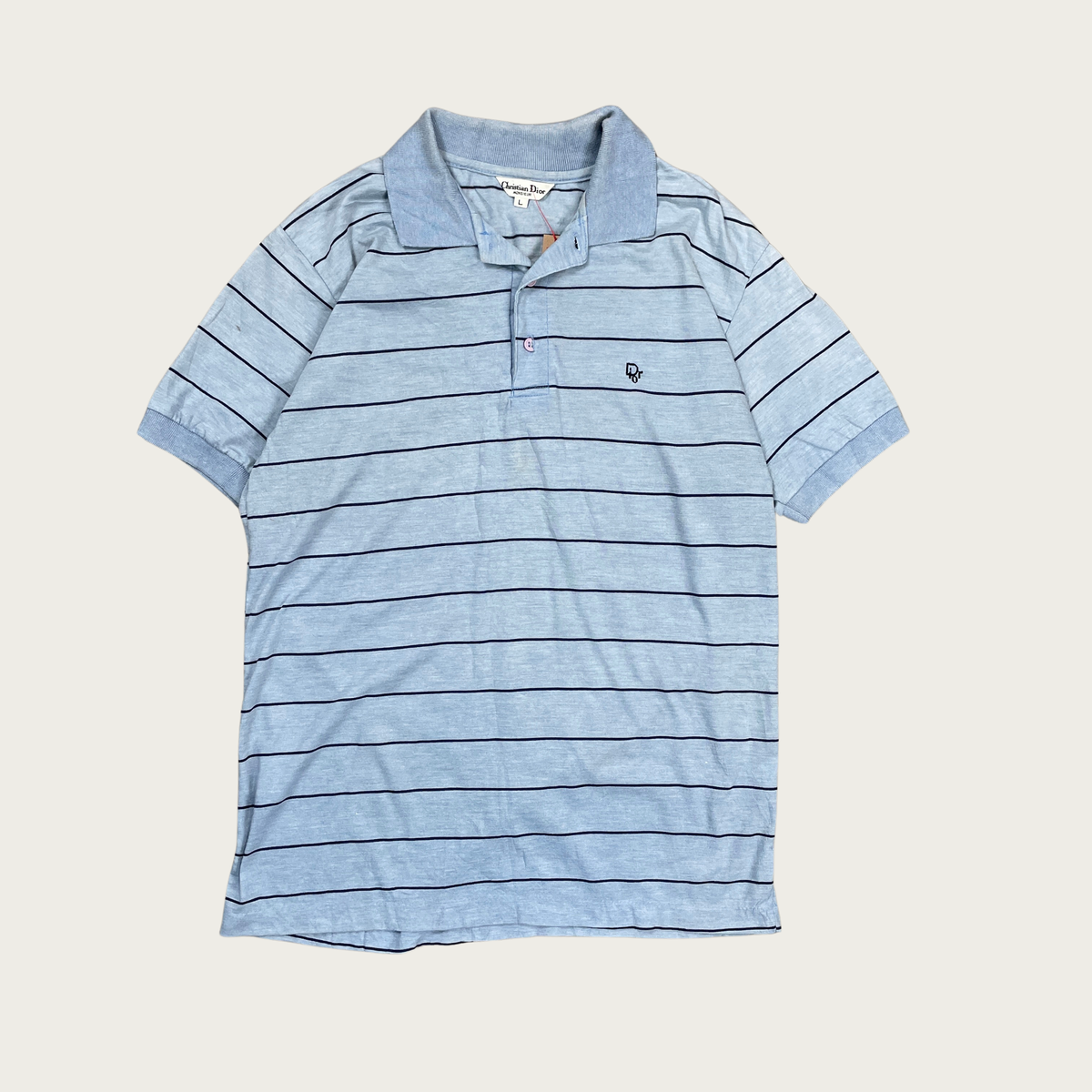M) Christian Dior Blue Striped Polo Shirt – The Clothing Warehouse