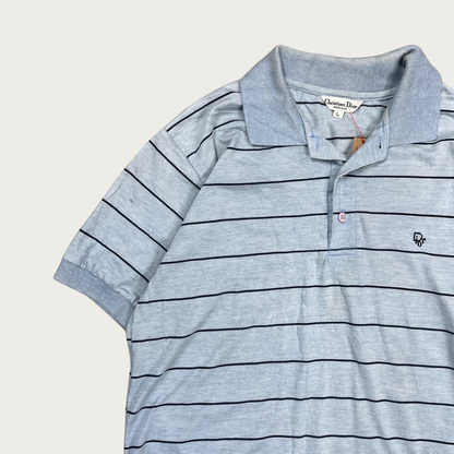 (M) Christian Dior Blue Striped Polo Shirt