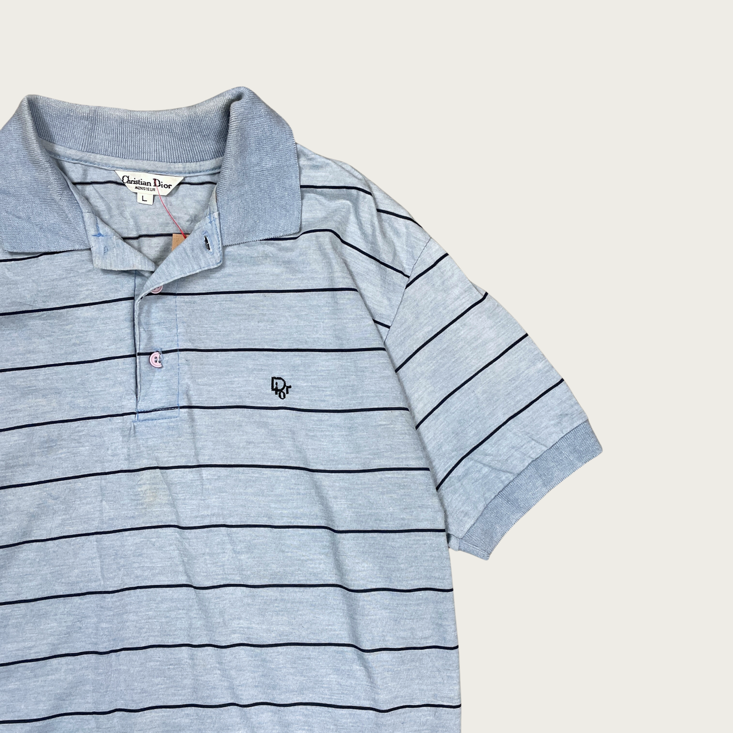 (M) Christian Dior Blue Striped Polo Shirt