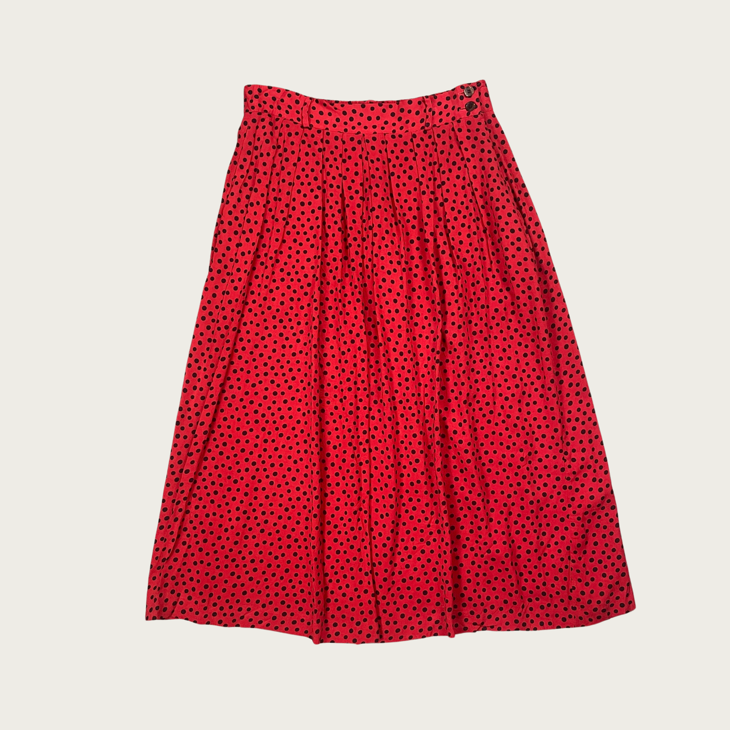 (32") Red and Black Polka Dot Midi Skirt