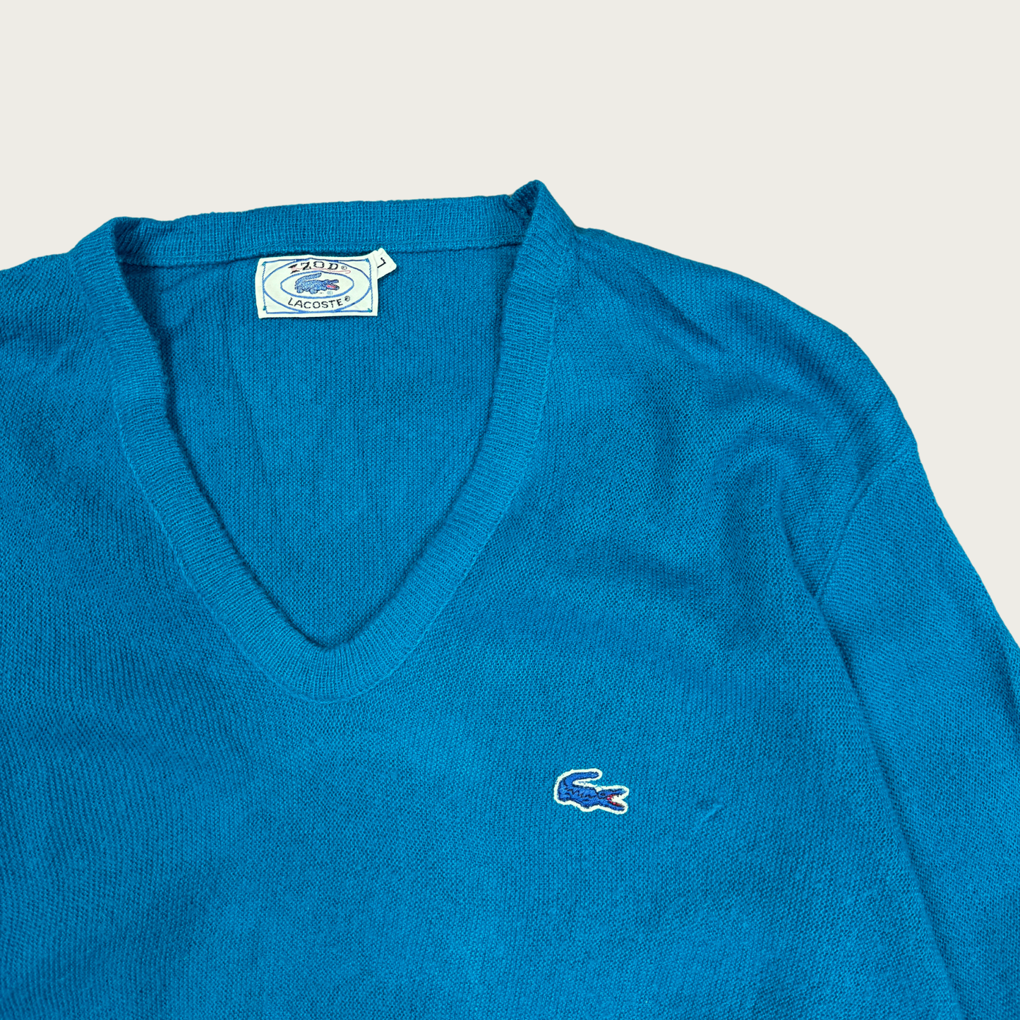 (L) Izod Lacoste Blue V-Neck Sweater