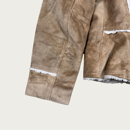 (XS) 70s Suede Fur Collar Jacket