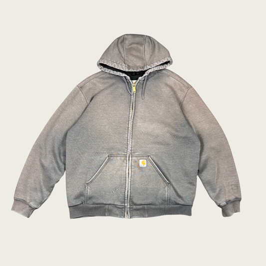 (L/XL) Carhartt Gray Faded Zip Up Hoodie