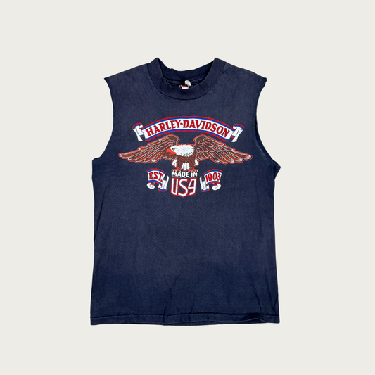 (S) 80s Harley Davidson Pasadena Eagle Muscle Tee