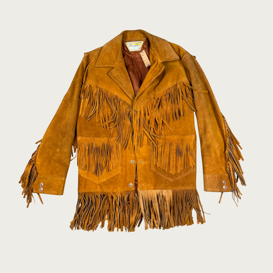 (XL) 70s Suede Fringe Leather Jacket