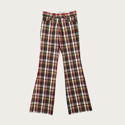 (26") 70s Earth Toned Plaid Flares