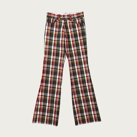 (26") 70s Earth Toned Plaid Flares