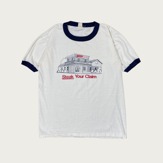 (M/L) Rustler Steakhouse "Steak Your Claim" Ringer Tee