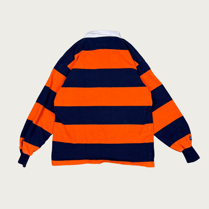 (L) 90s Orange/Navy Rugby Shirt