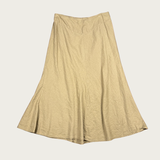 (M) Tan Linen Blend Midi Skirt