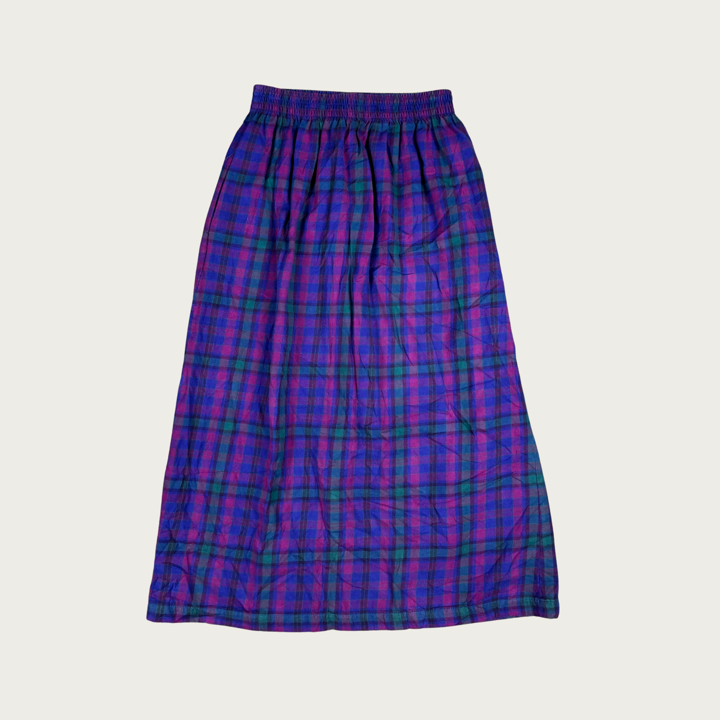 (S/M) L.L. Bean Purple Plaid Midi Skirt