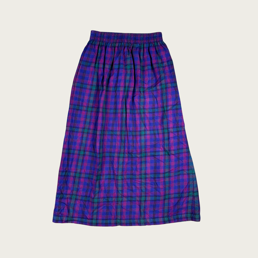 (S/M) L.L. Bean Purple Plaid Midi Skirt