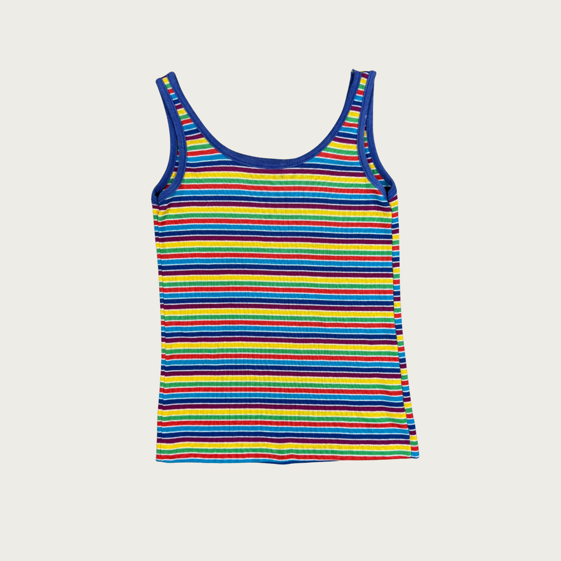 S) 70s/80s Rainbow Striped Tank Top – The Clothing Warehouse