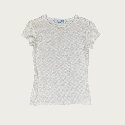 (S) 90s Cream Textured Baby Tee