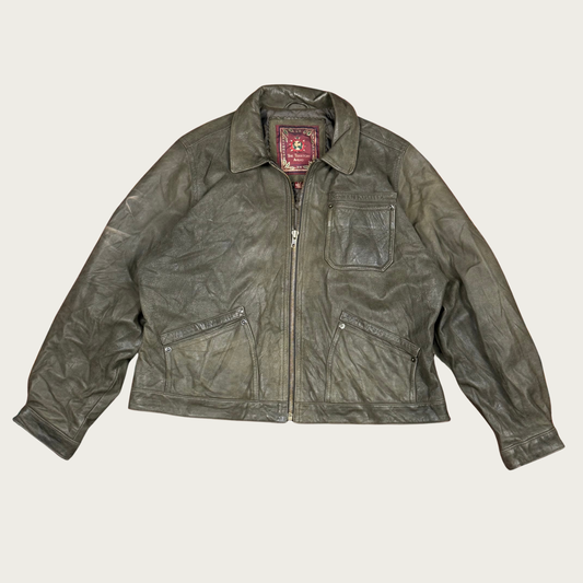(M/L) 90s Green Leather Jacket