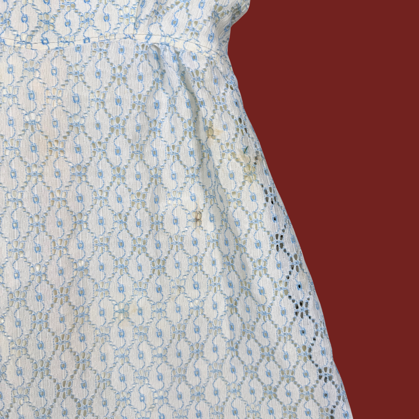 (XS/S) Custom Reworked 50s/60s Blue/White Puff Sleeve Mini Dress