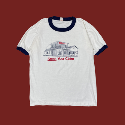(M/L) Rustler Steakhouse "Steak Your Claim" Ringer Tee