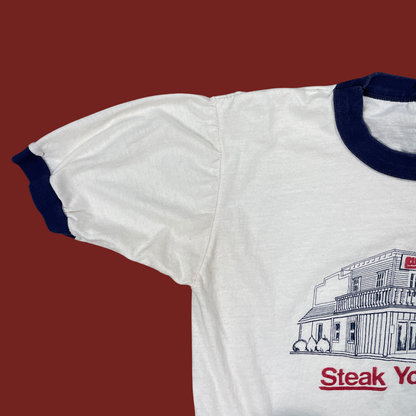 (M/L) Rustler Steakhouse "Steak Your Claim" Ringer Tee