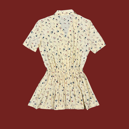 (M) Custom Reworked 80s/90s Yellow Floral Mini Dress