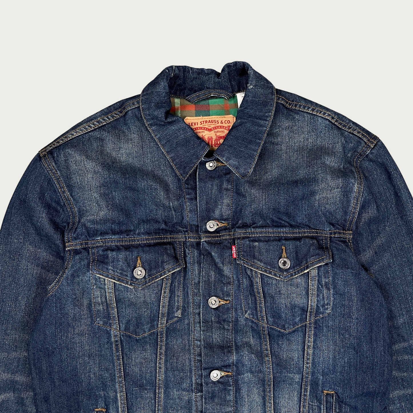 (XL) Levi's Flannel Lined Dark Wash Denim Jacket