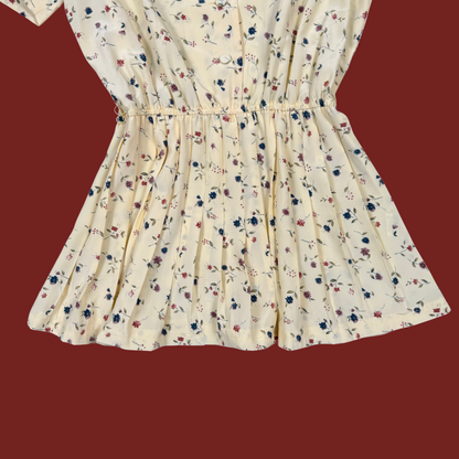 (M) Custom Reworked 80s/90s Yellow Floral Mini Dress