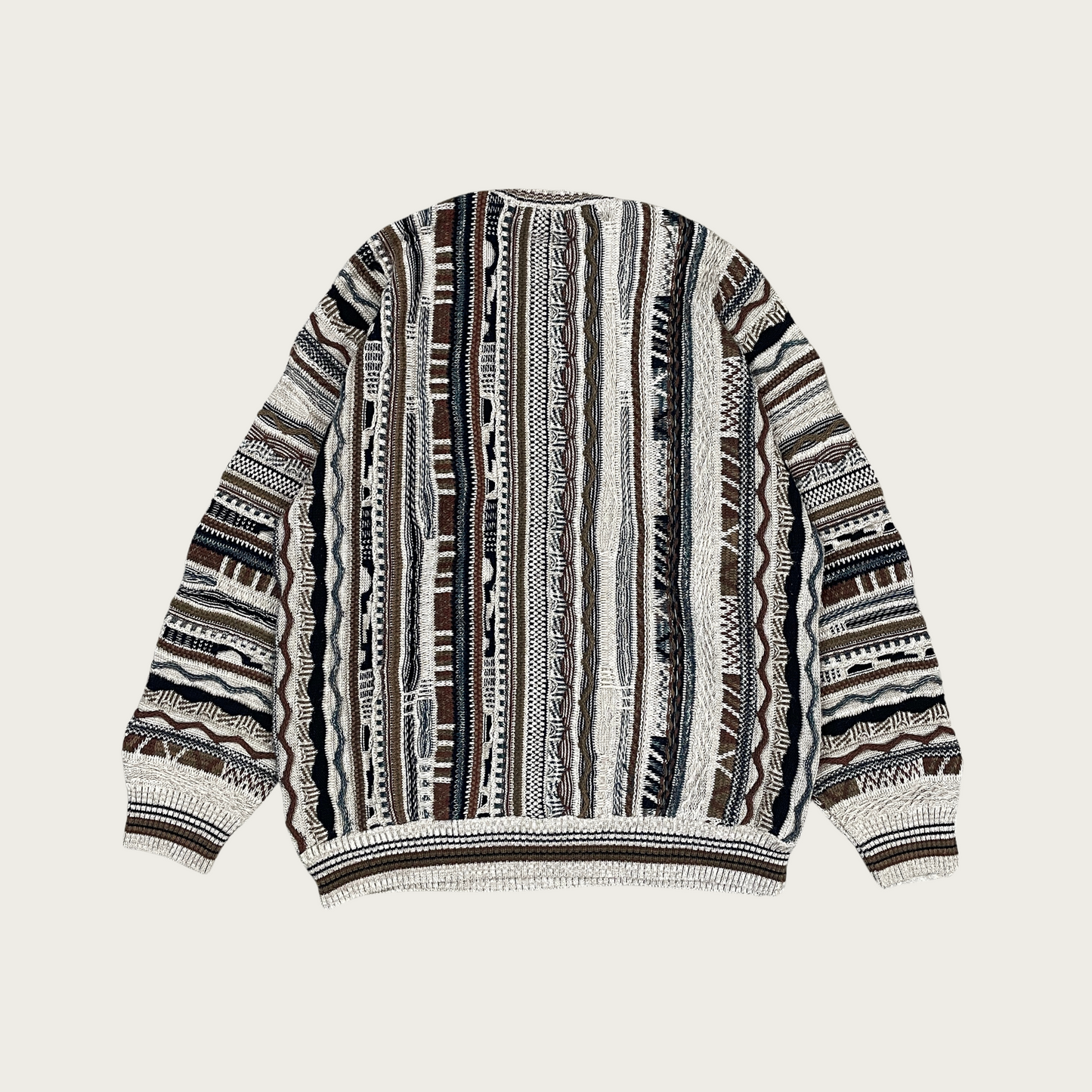 (L) 3D Knit Mixed Pattern Sweater