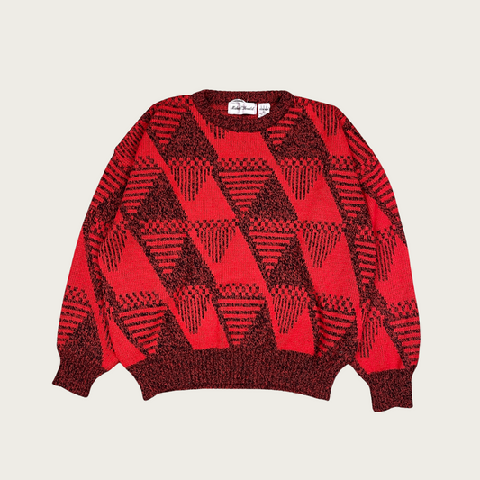 (XL) Red Geometric Sweater