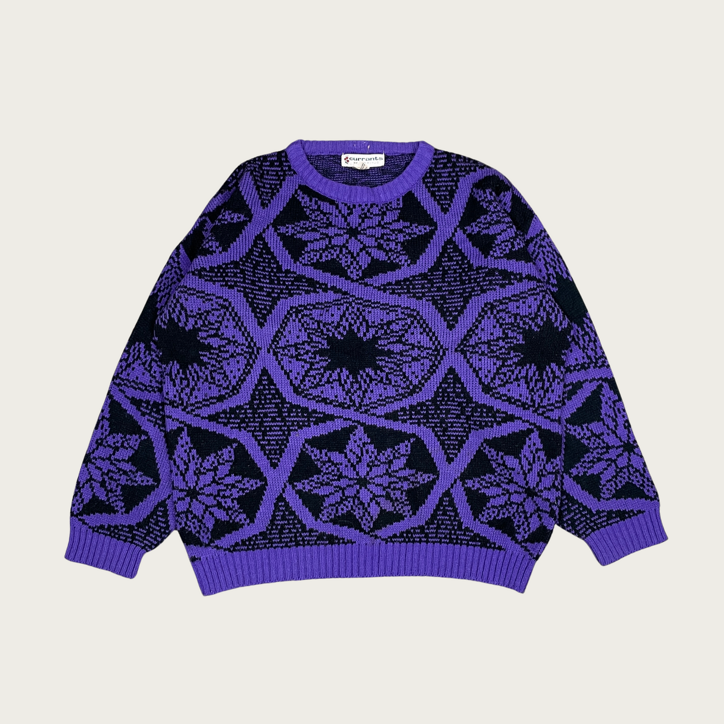 (L) Purple Snowflake Pattern Sweater