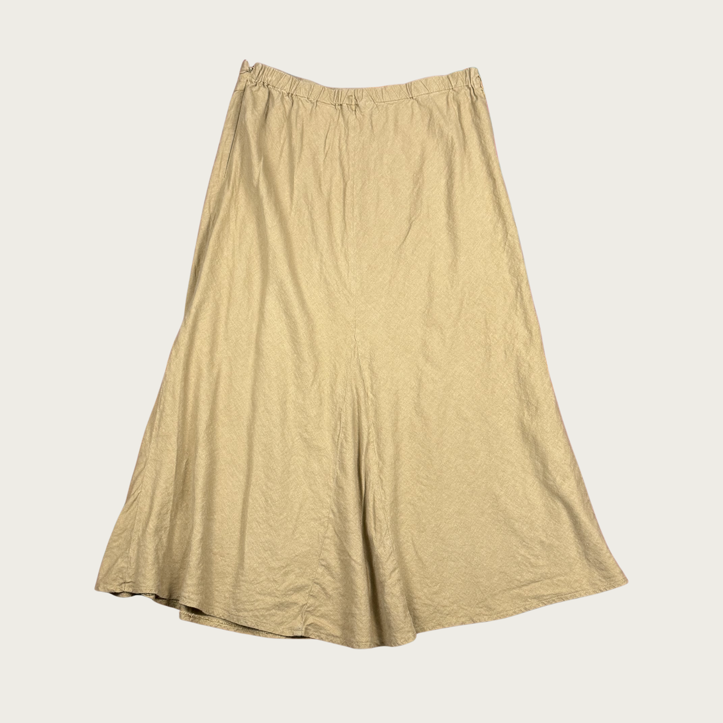 (M) Tan Linen Blend Midi Skirt