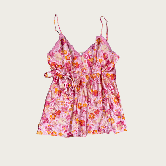 (S) Y2K Pink Floral Satin Cami