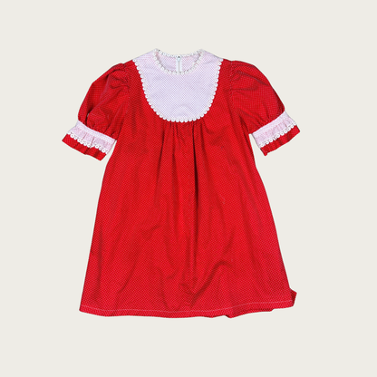 (S/M) Custom Reworked 60s/70s Red/White Polka Dot Mini Dress