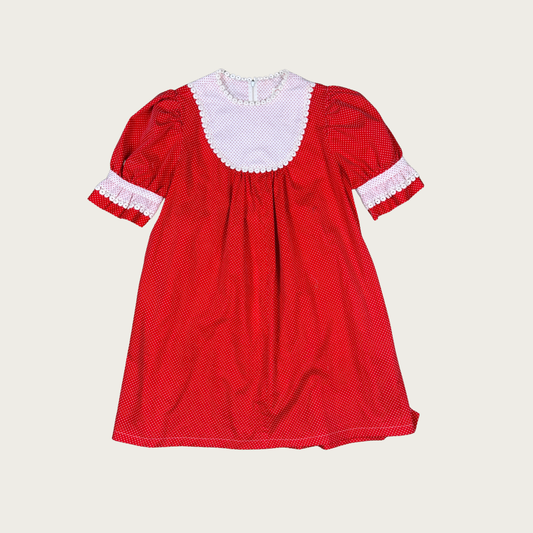 (S/M) Custom Reworked 60s/70s Red/White Polka Dot Mini Dress