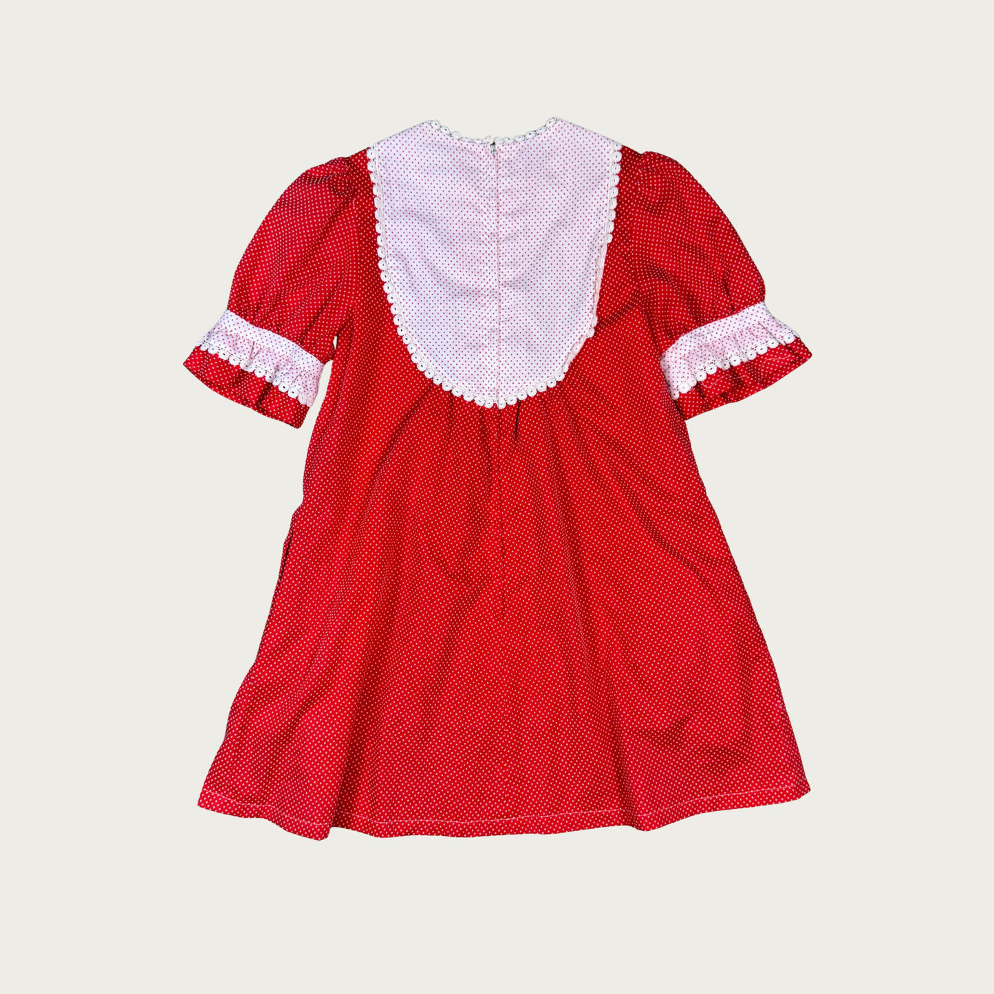 (S/M) Custom Reworked 60s/70s Red/White Polka Dot Mini Dress