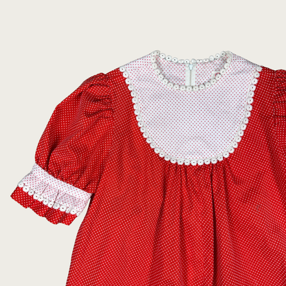 (S/M) Custom Reworked 60s/70s Red/White Polka Dot Mini Dress