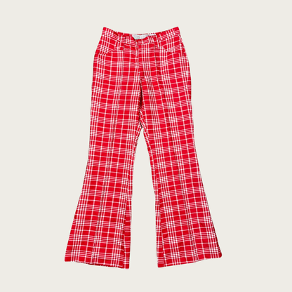 (28") 70s H Bar C Red Plaid Flares