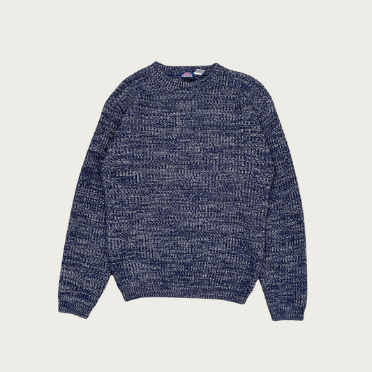 (S) Navy Blue Marled Knit Sweater