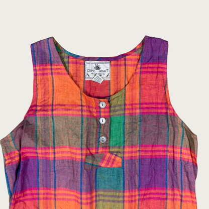 (M) Custom Reworked 90s Multicolor Plaid Mini Dress