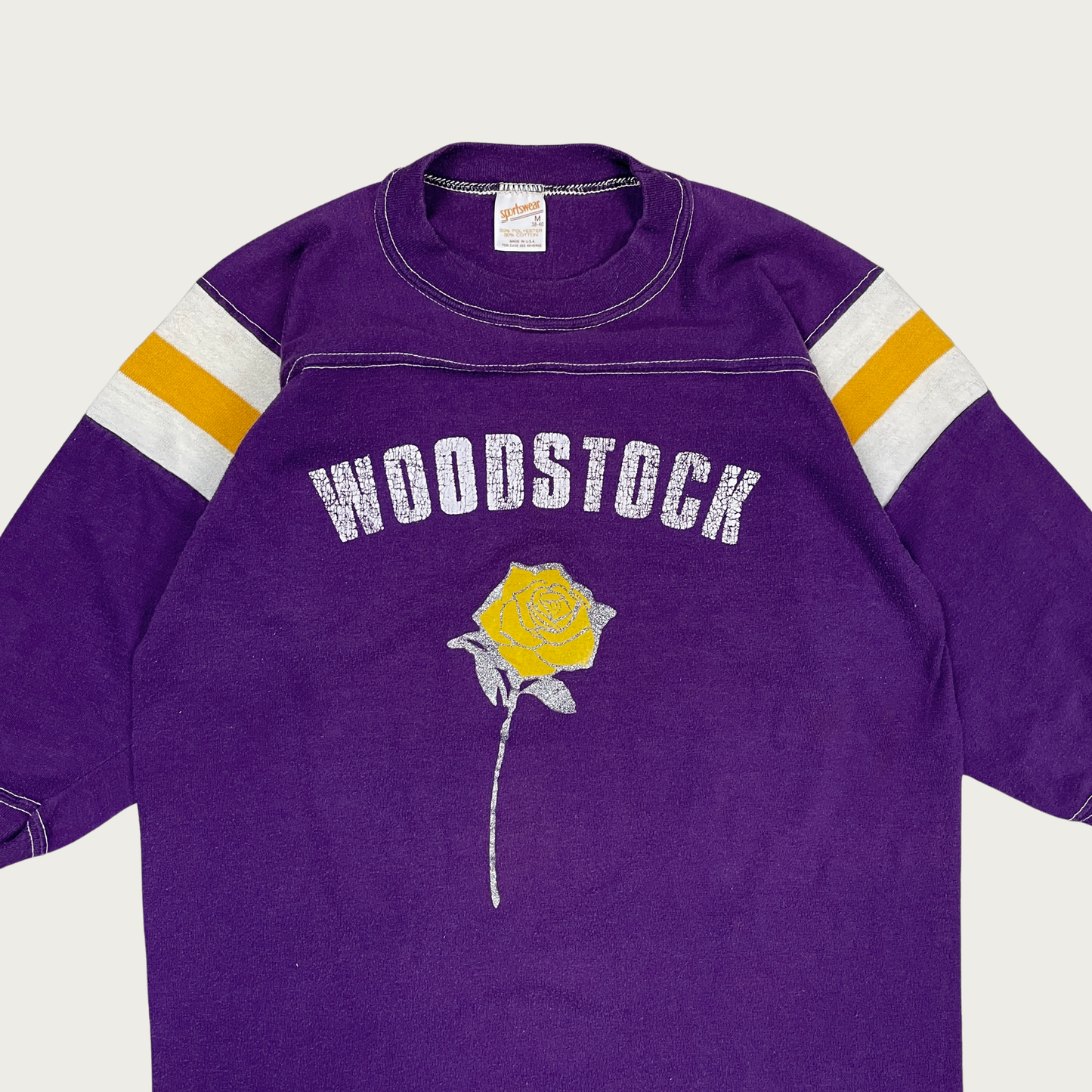 (M) 70s Woodstock Glitter Rose Jersey Tee