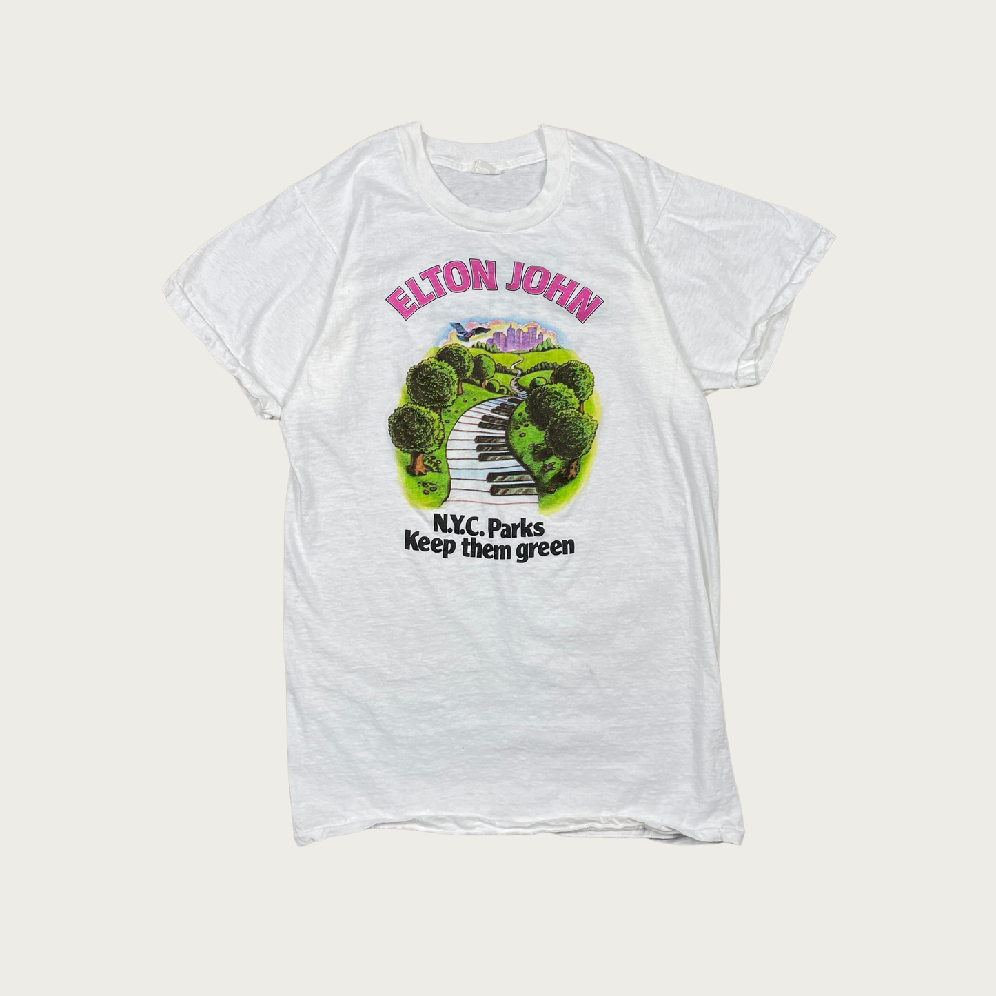 (M) 1980 Elton John N.Y.C. Parks Radio Promo Tee