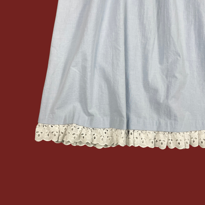 (26") 70s/80s Light Blue Eyelet Trim Midi Skirt