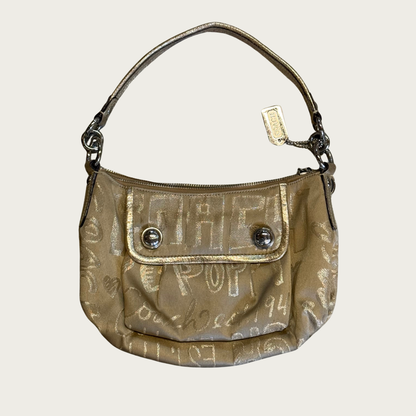 Y2K Coach Poppy Storypatch Groovy Tan/Gold Shoulder Bag