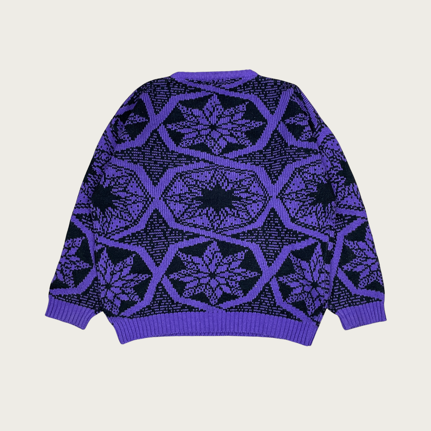 (L) Purple Snowflake Pattern Sweater