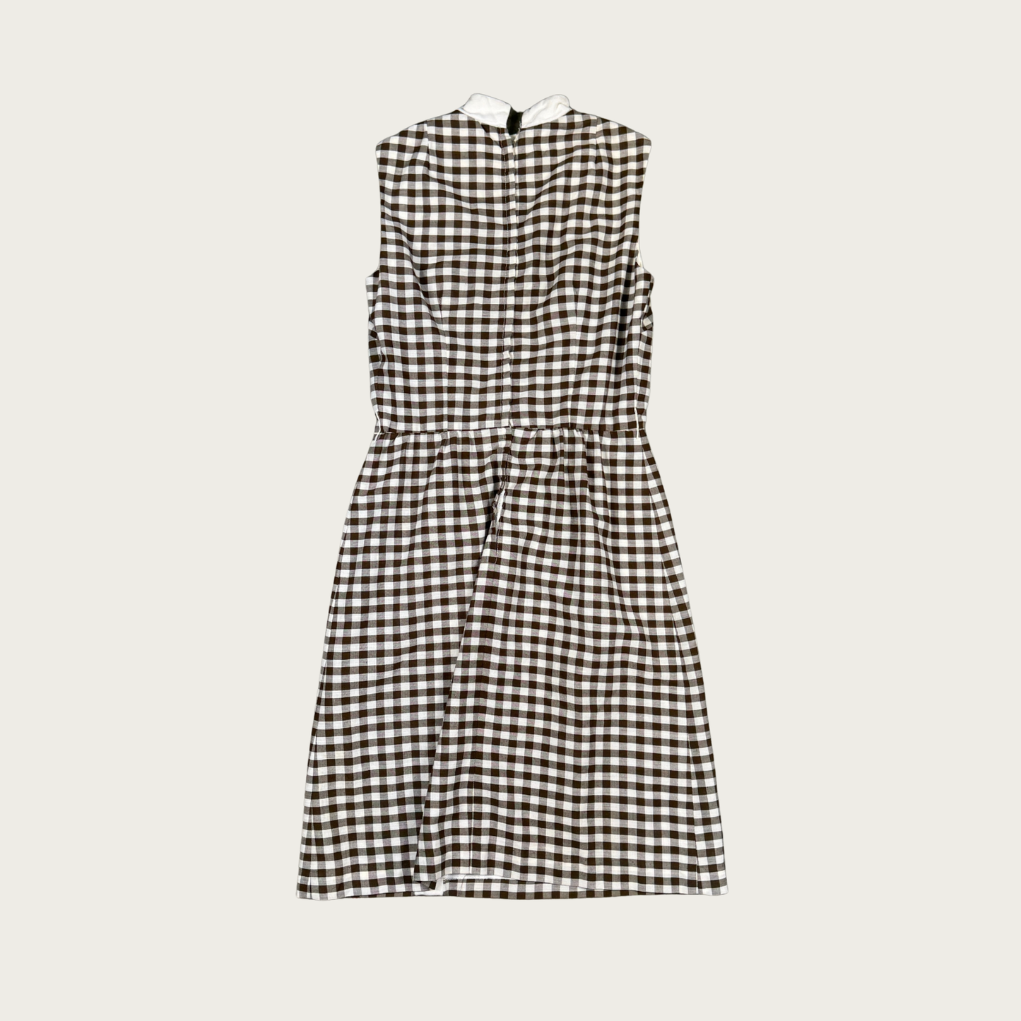 (M) 60s/70s Brown Gingham Midi Dress