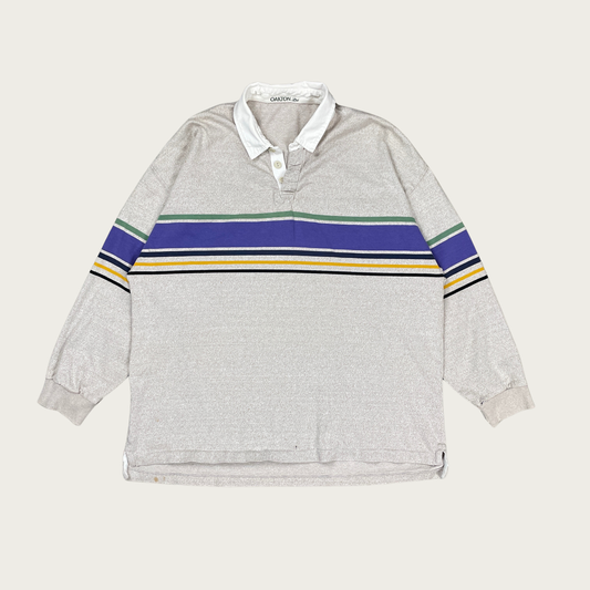 (XL) Beige Striped Rugby Shirt