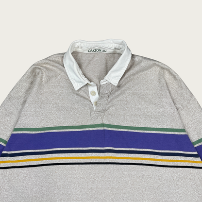 (XL) Beige Striped Rugby Shirt