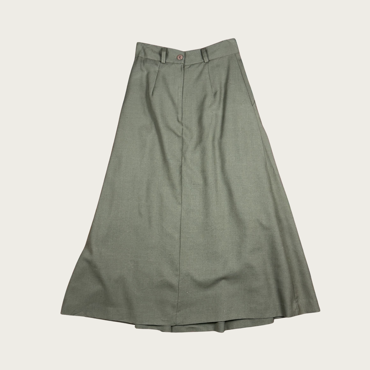 (27") 70s/80s Army Green Pleated Midi Skirt