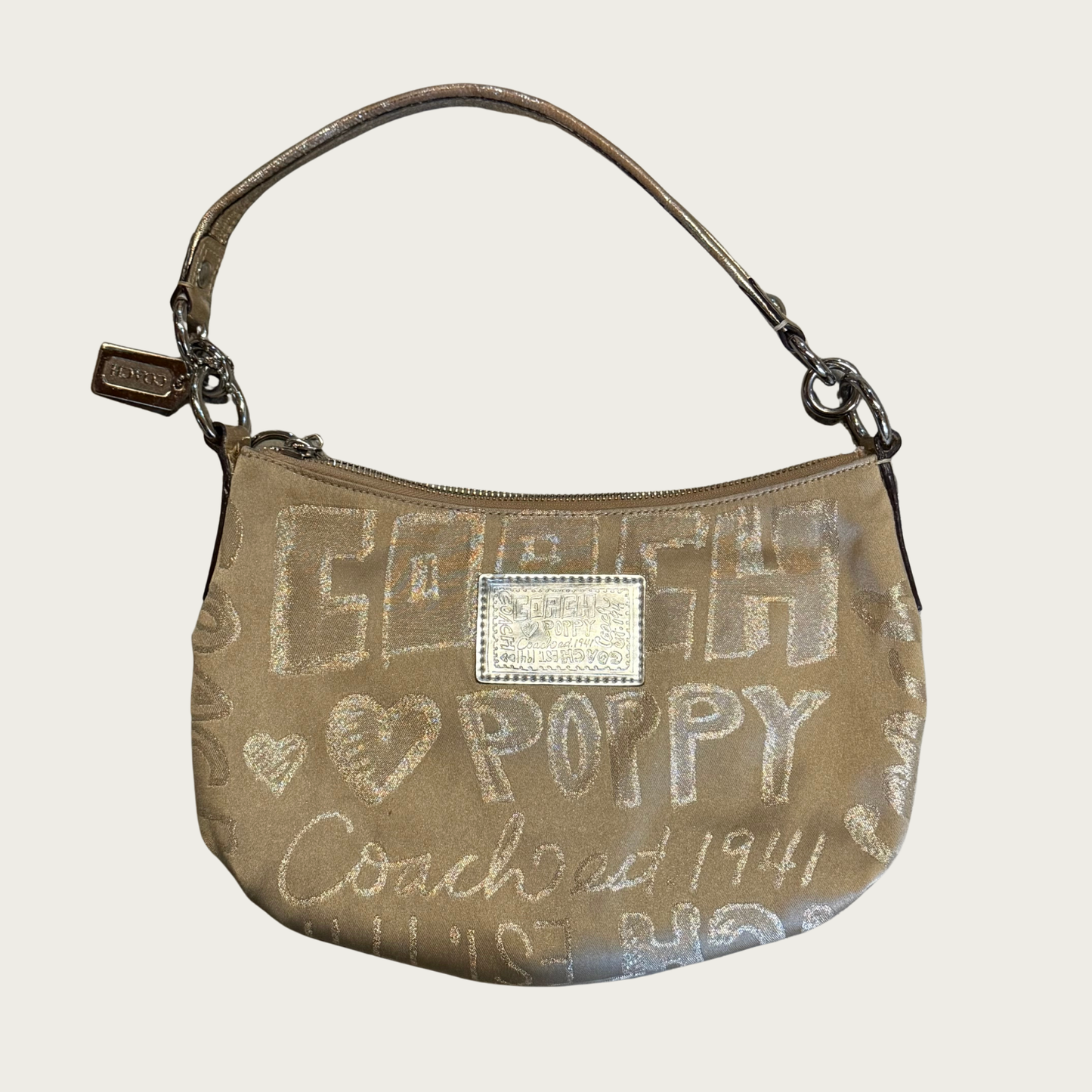 Y2K Coach Poppy Storypatch Groovy Tan/Gold Shoulder Bag