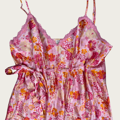 (S) Y2K Pink Floral Satin Cami